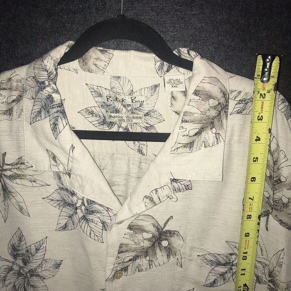 Batik Bay 100% Silk Hawaiian Tropical Shirt Button Up XXL Men's Short Sleeve Tan - Picture 7 of 8